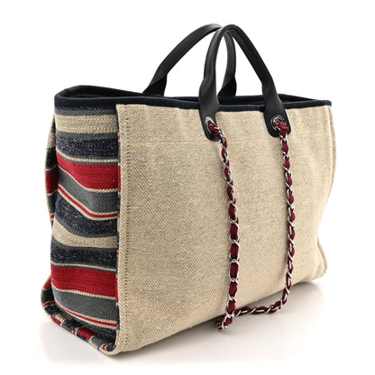 Chanel Striped Canvas Large Deauville Tote Tote Beige 2 of 10