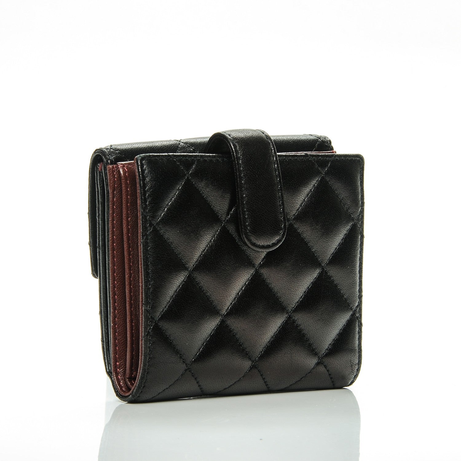 Chanel Lambskin Quilted Compact French Flap Wallet Black 3 of 8