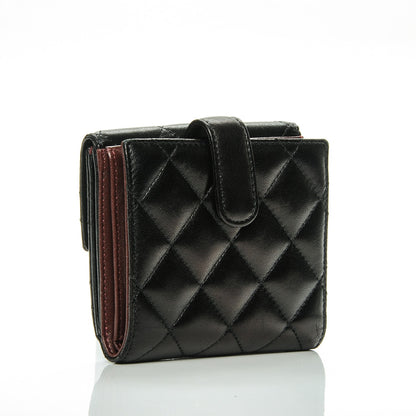 Chanel Lambskin Quilted Compact French Flap Wallet Black 3 of 8