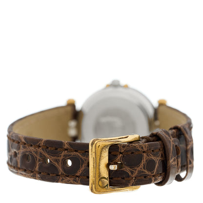 Omega Stainless Steel 18K Yellow Gold Alligator 22mm Constellation Quartz Watch Champagne 595.1080 3 of 4