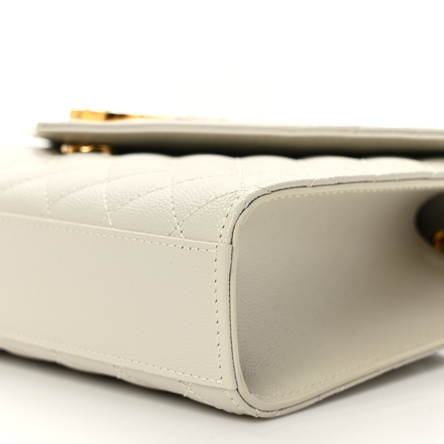 Saint Laurent Grain De Poudre Textured Mixed Matelasse Triquilt Medium Monogram Satchel Crema Soft 9 of 10