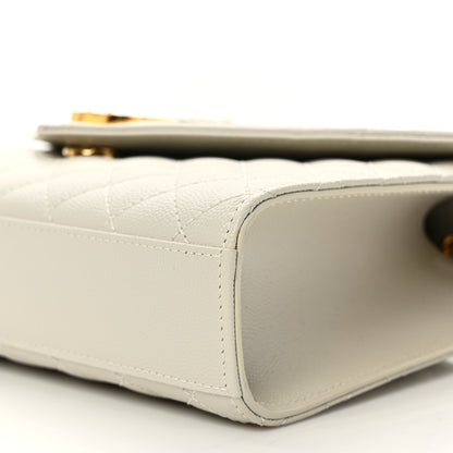 Saint Laurent Grain De Poudre Textured Mixed Matelasse Triquilt Medium Monogram Satchel Crema Soft 9 of 10