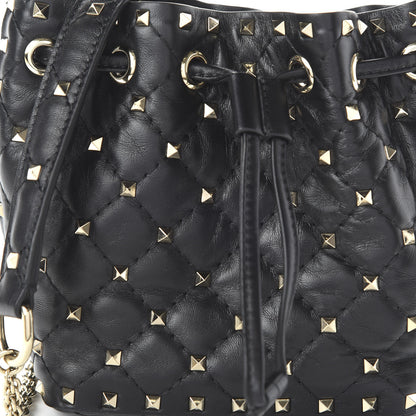 Valentino Garavani Nappa Mini Rockstud Spike Bucket Bag Black 8 of 8