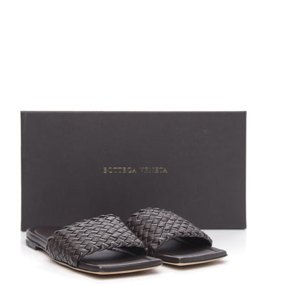 Bottega Veneta Nappa Intrecciato Squared Toe Flat Sandals 37 Espresso 9 of 9