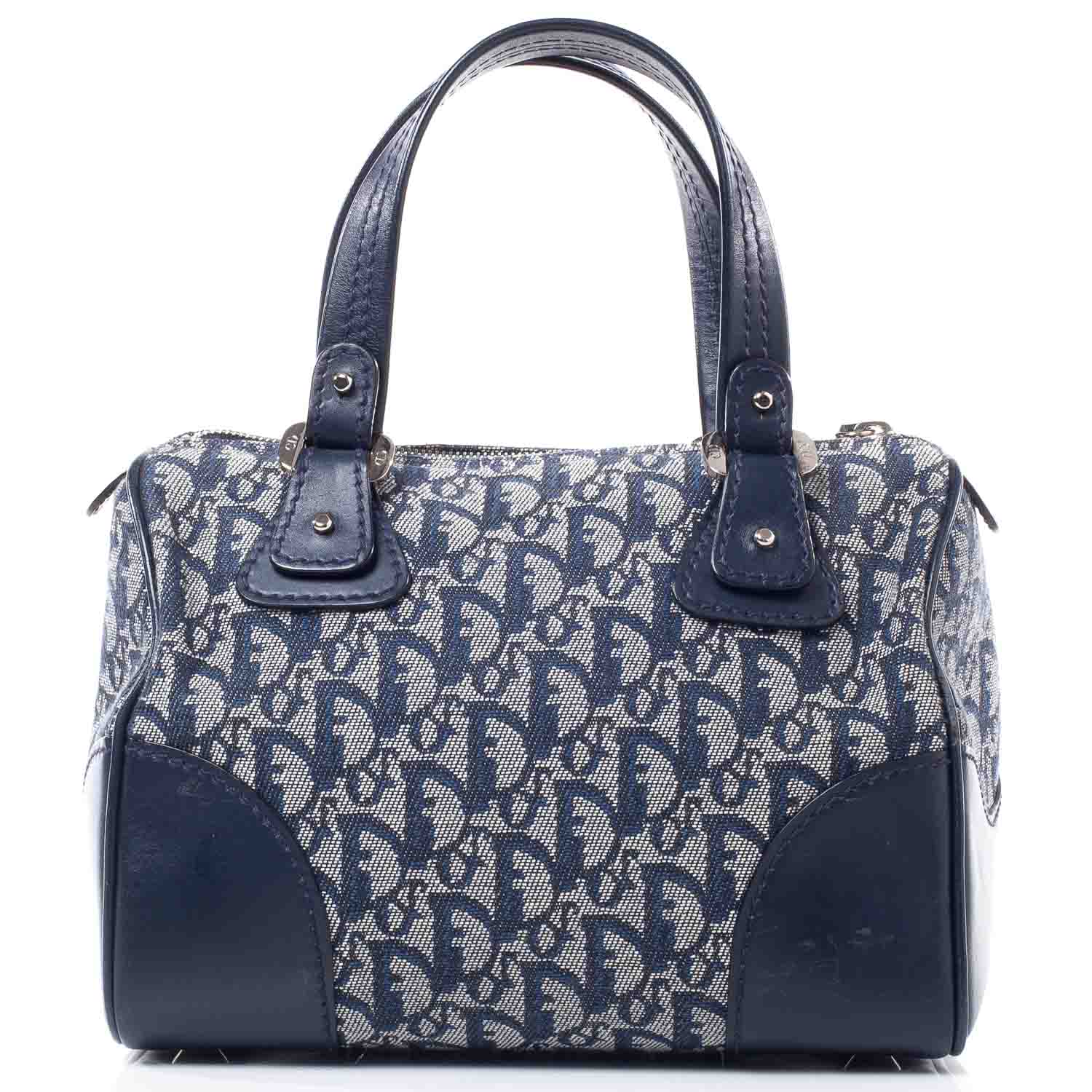 Christian Dior Denim Monogram Boston Navy Blue 4 of 9