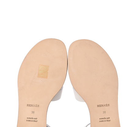 Hermes Calfskin Santorini Sandals 38 Blanc 8 of 11