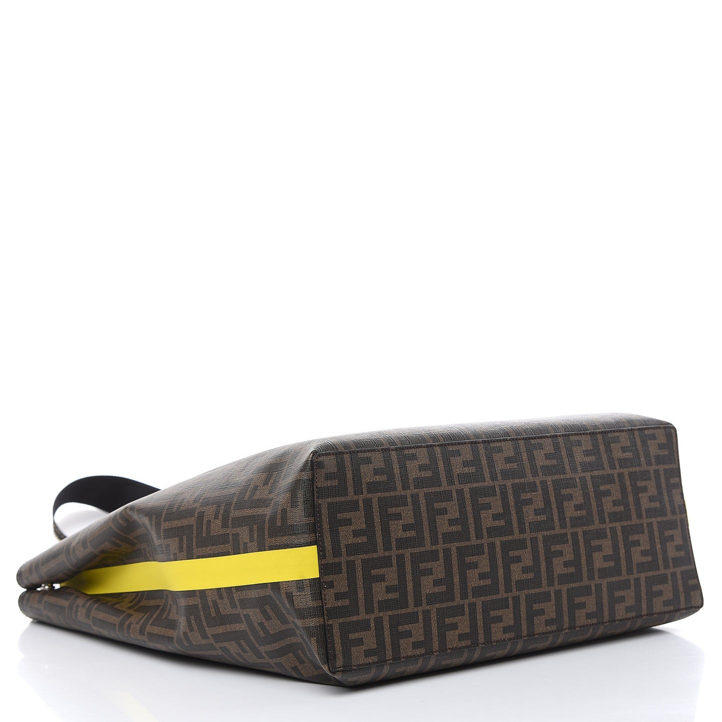Glazed Fabric Vitello Century FF 1974 Roma Amor Tote Tobacco Moro Black Limone