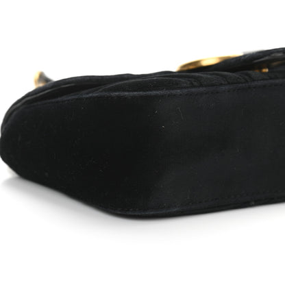Gucci Velvet Matelasse Mini GG Marmont Shoulder Bag Black 9 of 16