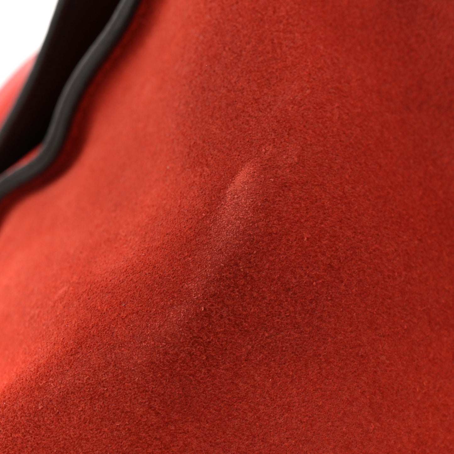 Drummed Calfskin Suede Medium Trapeze Vermillion
