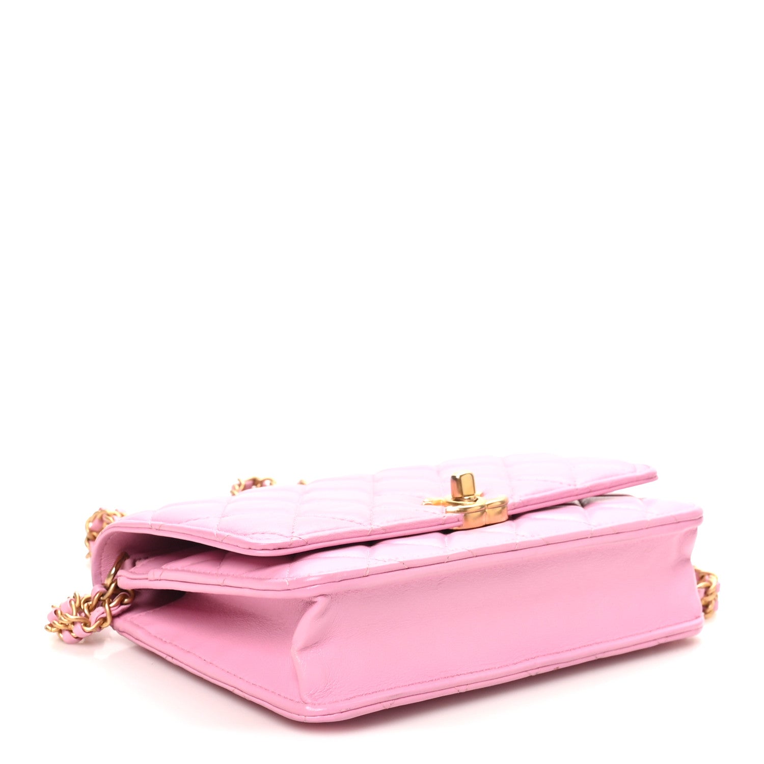 Chanel Lambskin Quilted Secret CC Wallet On Chain WOC Pink 4 of 10