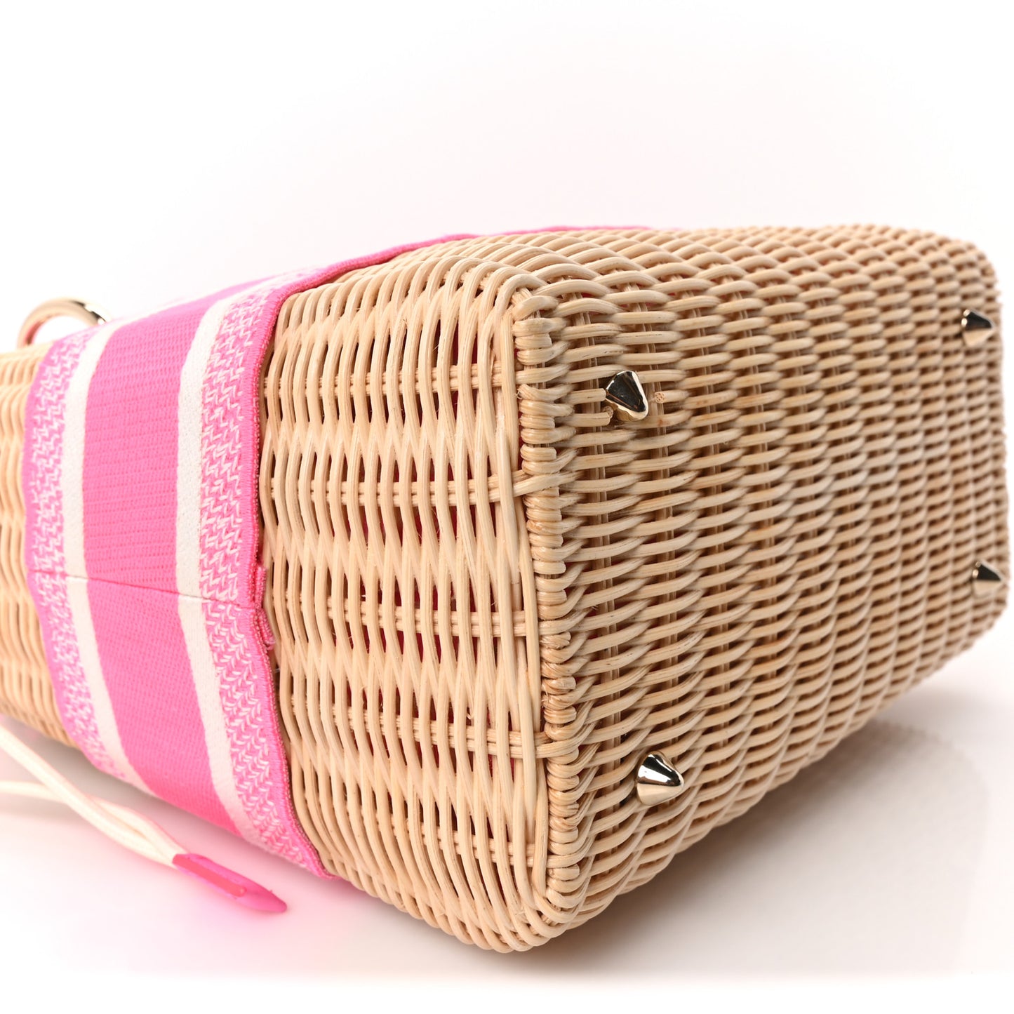 Wicker Oblique Medium Lady Dior Bag Fluorescent Pink