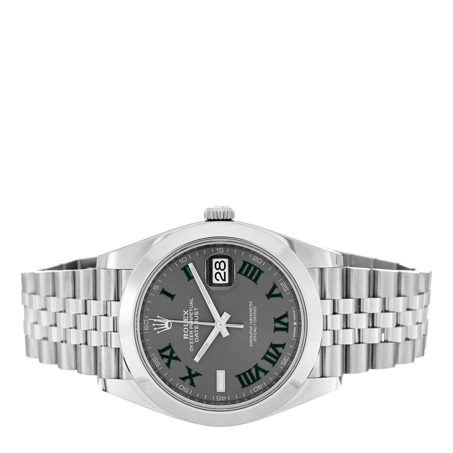 Rolex Stainless Steel 41mm Oyster Perpetual Wimbledon Datejust Watch Slate 126300 2 of 5