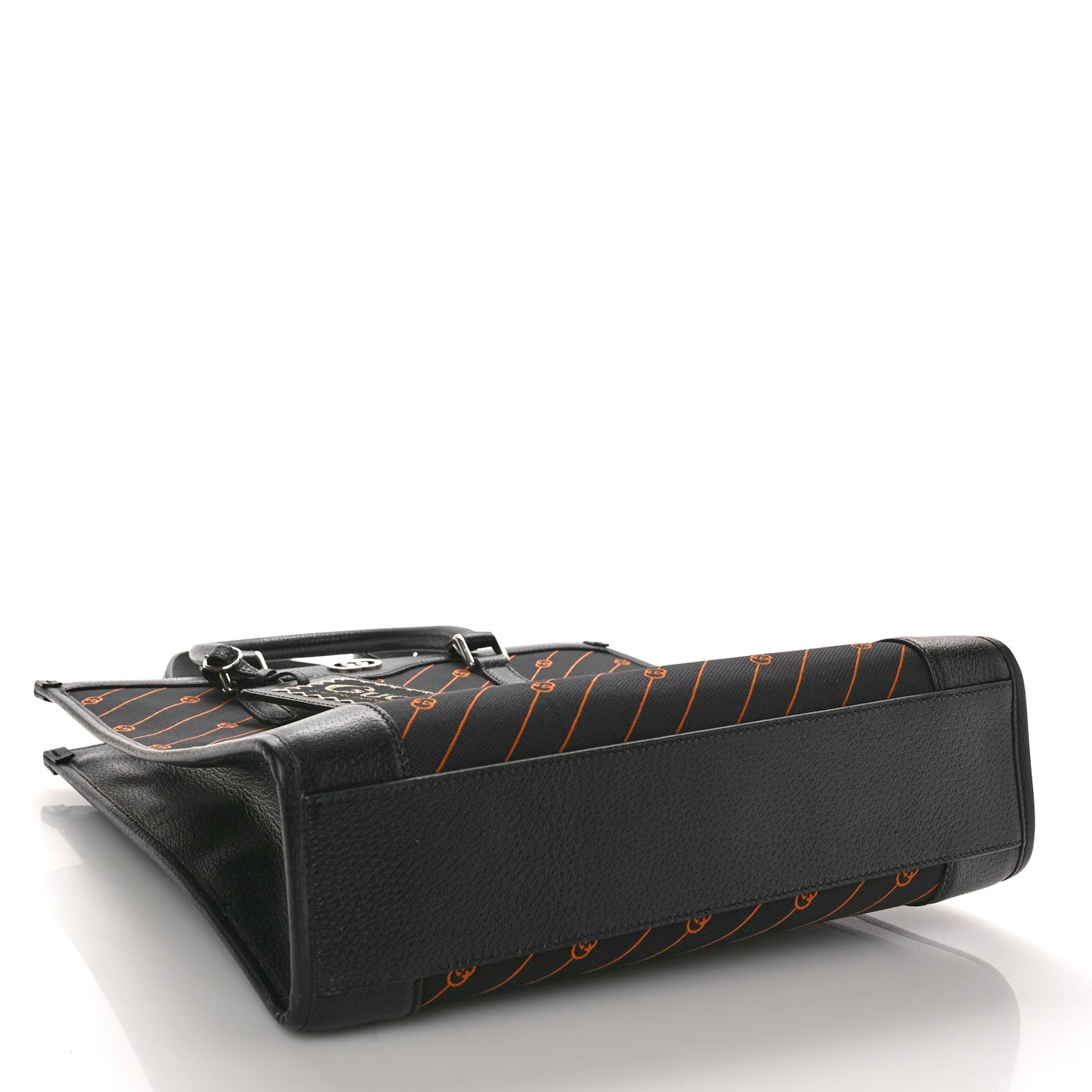 Jacquard Canvas Medium Interlocking G Tote Bag Black Orange
