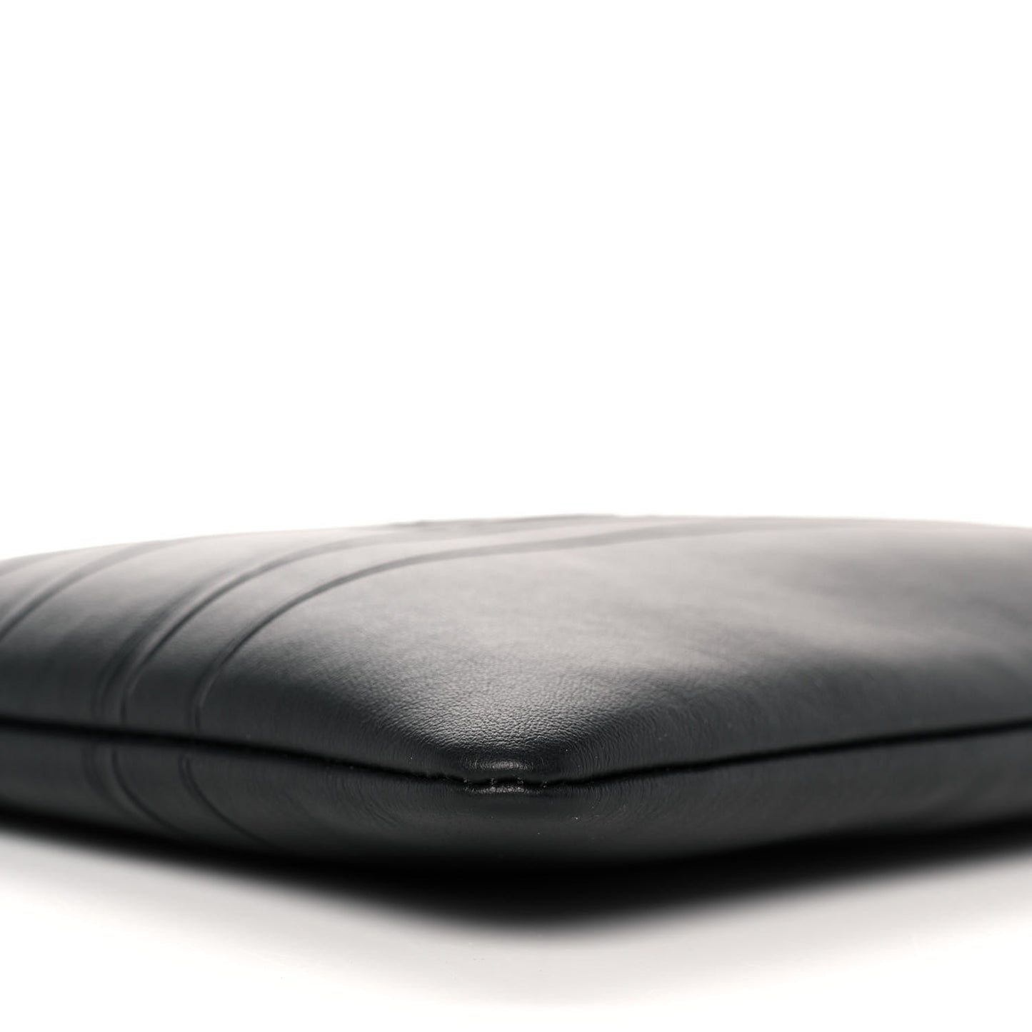 Calfskin Embossed Logo Zip Clutch Black