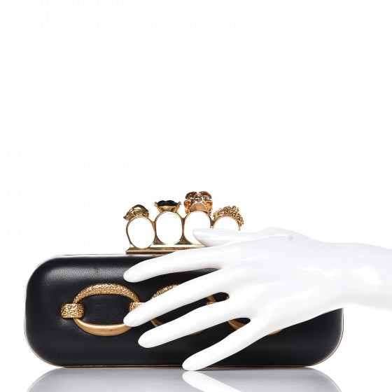 Alexander McQueen Nappa Chain Knuckle Box Clutch Black 2 of 16