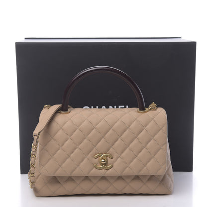 Chanel Caviar Lizard Embossed Quilted Small Coco Handle Flap Beige 12 of 12