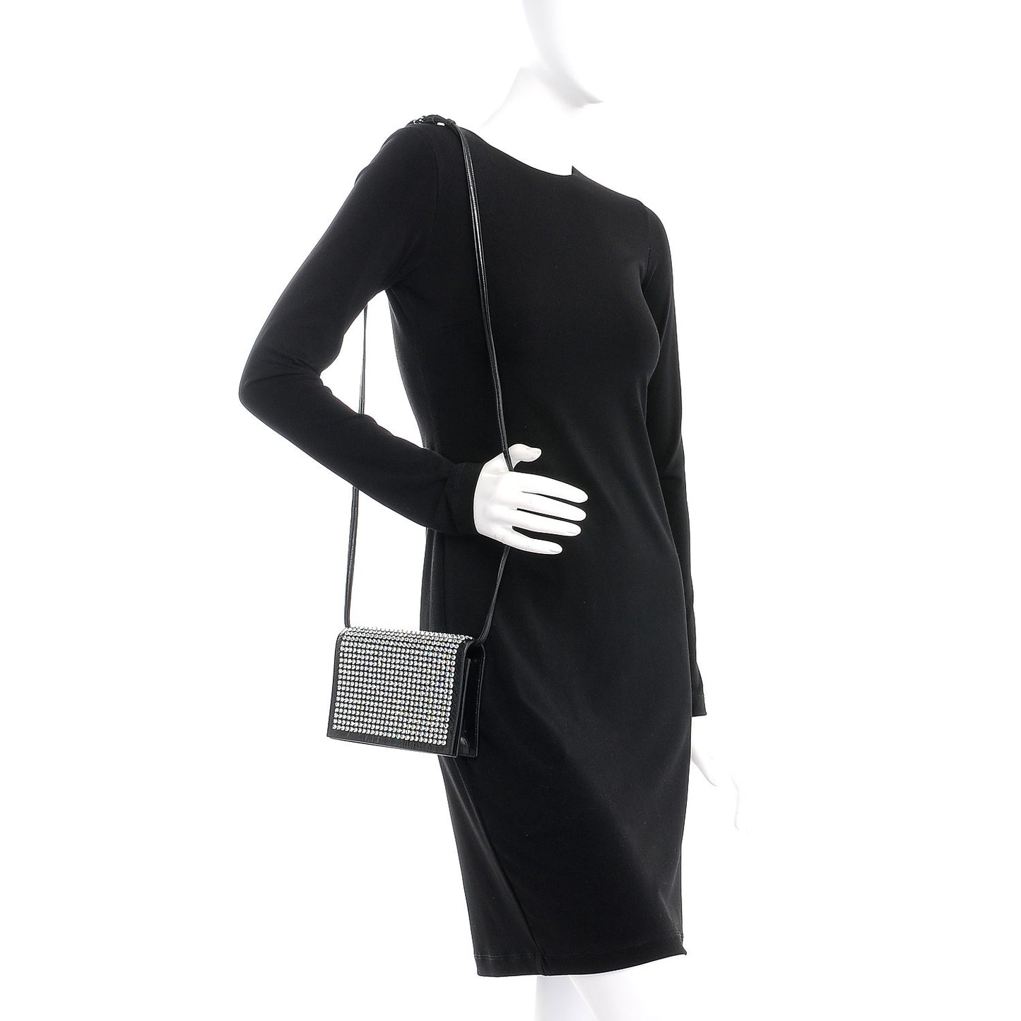 Textured Patent Crystal Toy Kate Crossbody Black