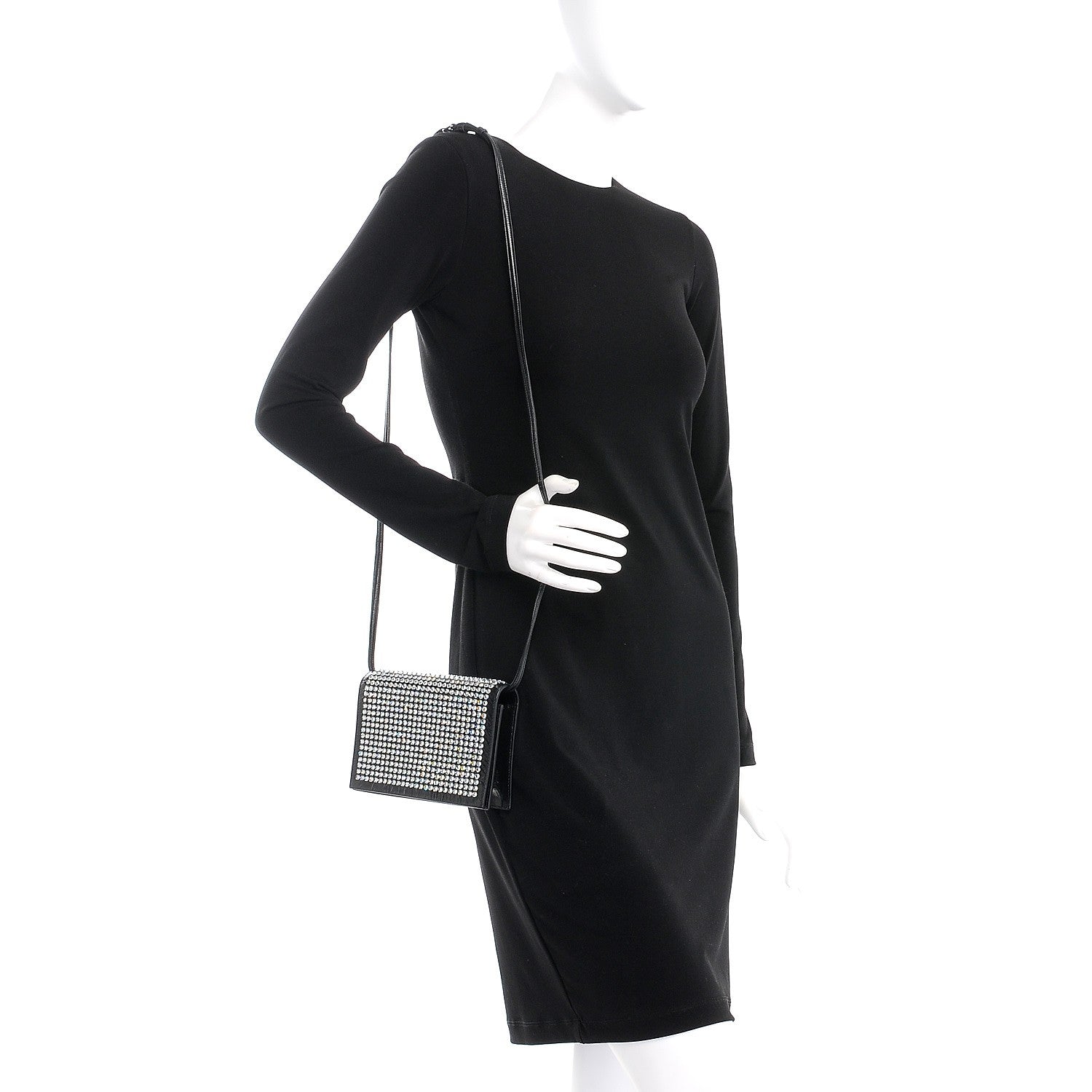 Saint Laurent Textured Patent Crystal Toy Kate Crossbody Black 2 of 7