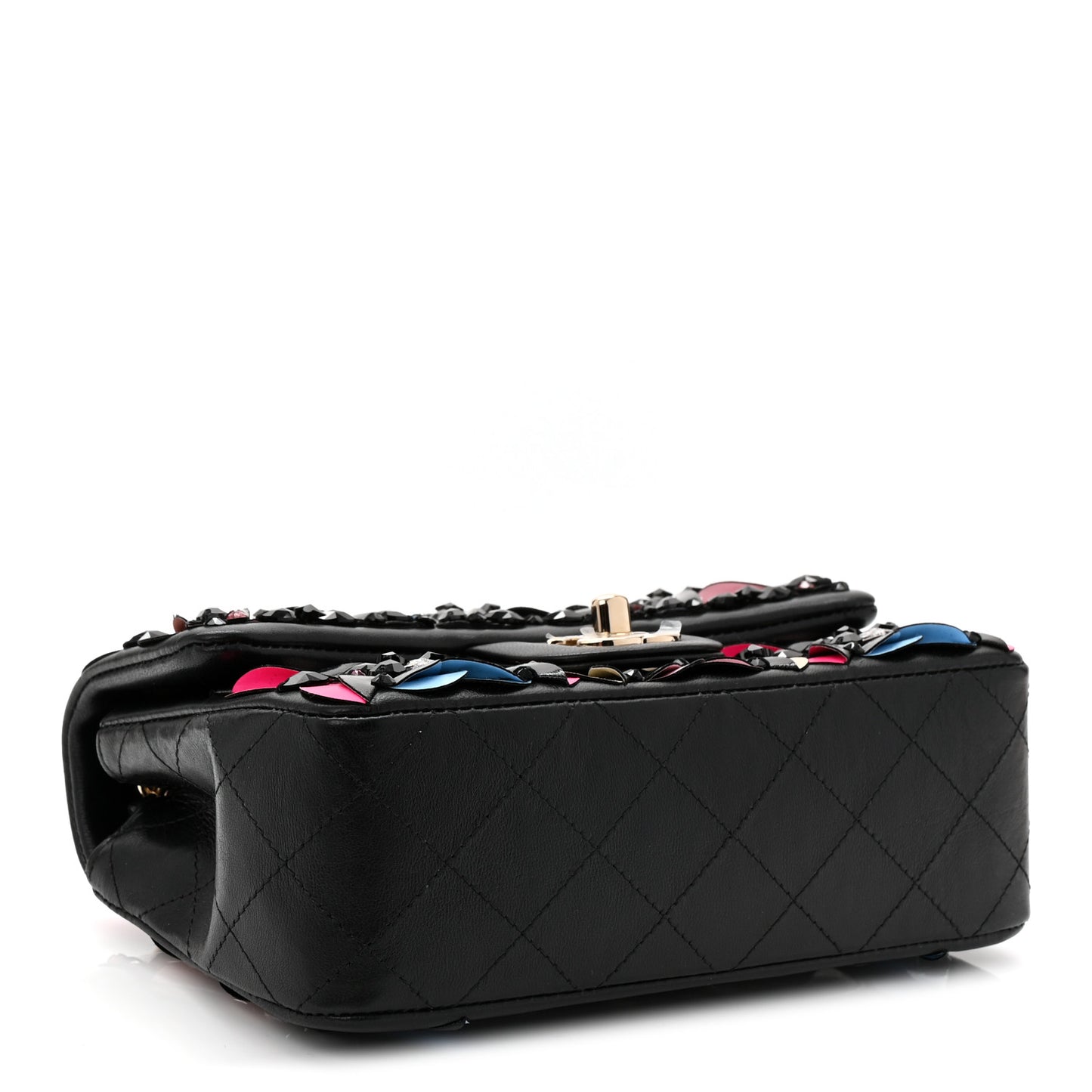 Lambskin Crystal Mini Rectangular Flap Black Multicolor