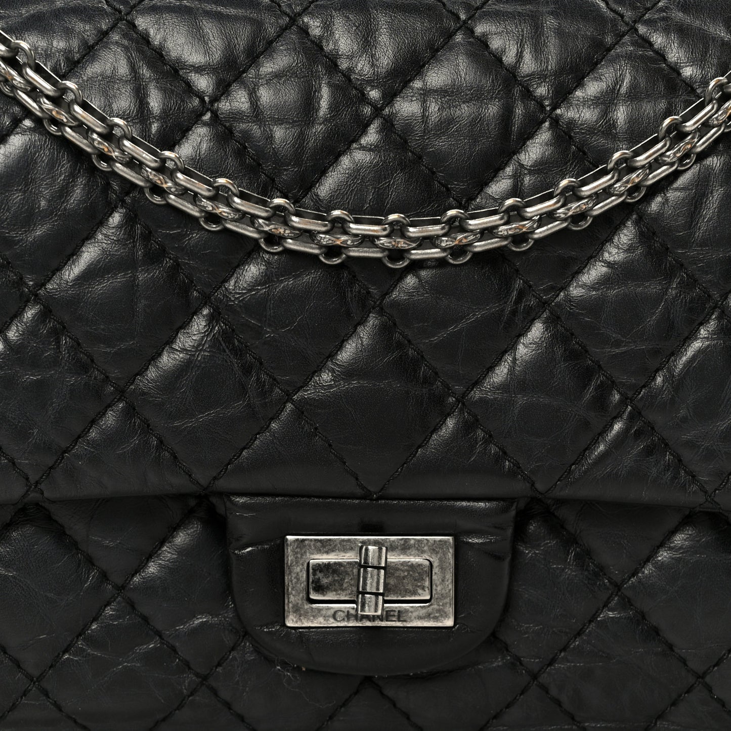 Aged Calfskin Quilted 2.55 Reissue 225 Flap Black