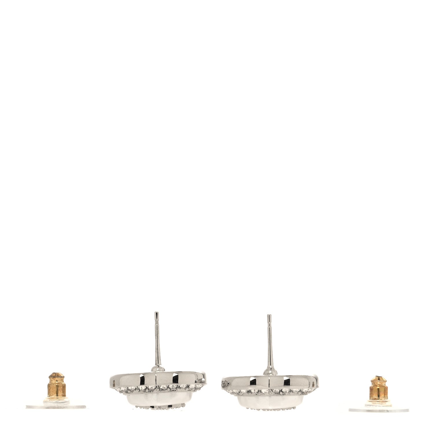 Chanel Pearl Crystal CC Heart Earrings Silver 3 of 4