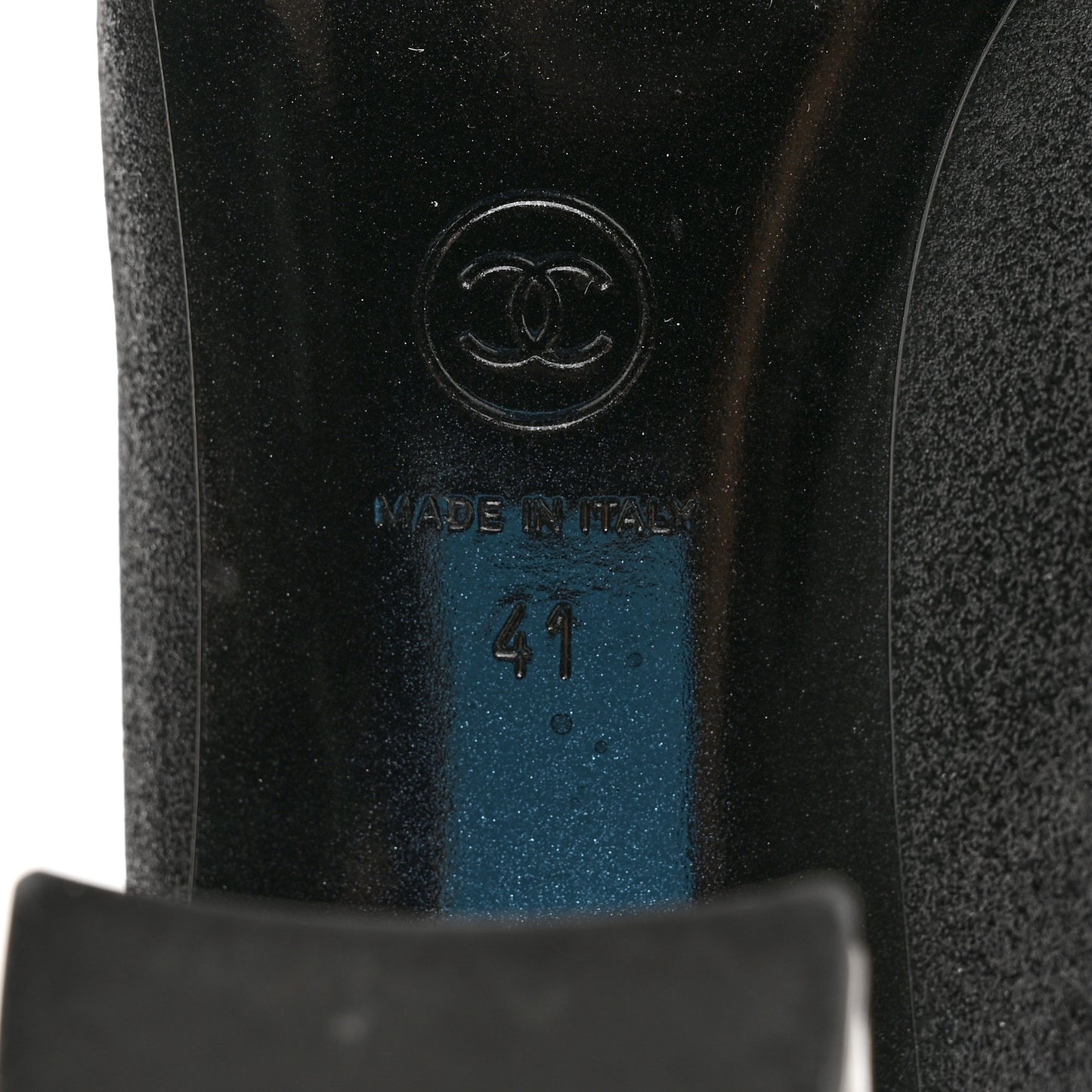 Fabric Glitter Cap Toe Logo Pumps 41 Black