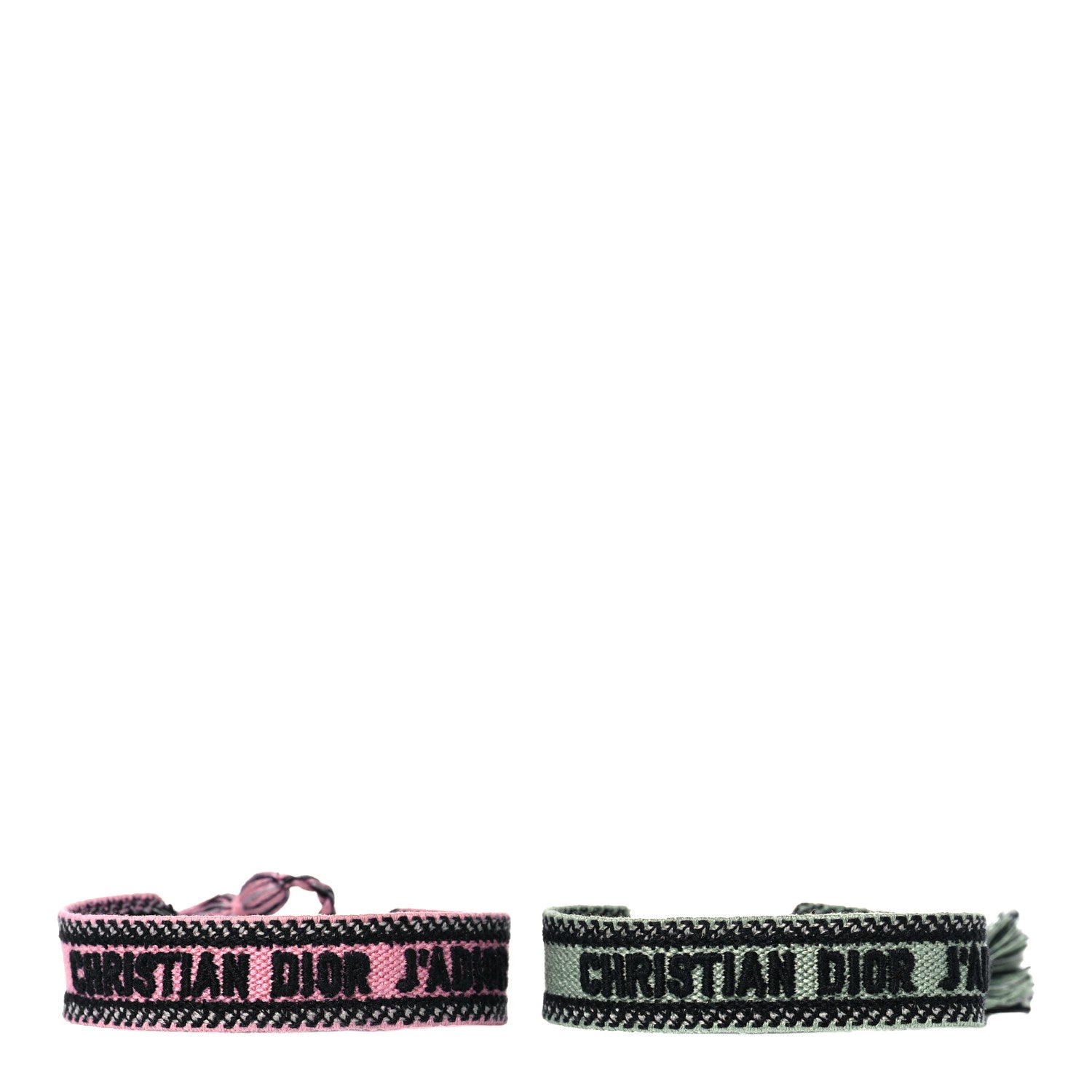 Christian Dior Woven Cotton J'Adior Friendship Bracelet Set Green Pink 1 of 5