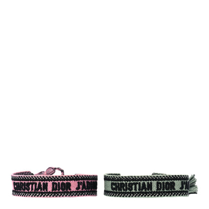 Christian Dior Woven Cotton J'Adior Friendship Bracelet Set Green Pink 1 of 5
