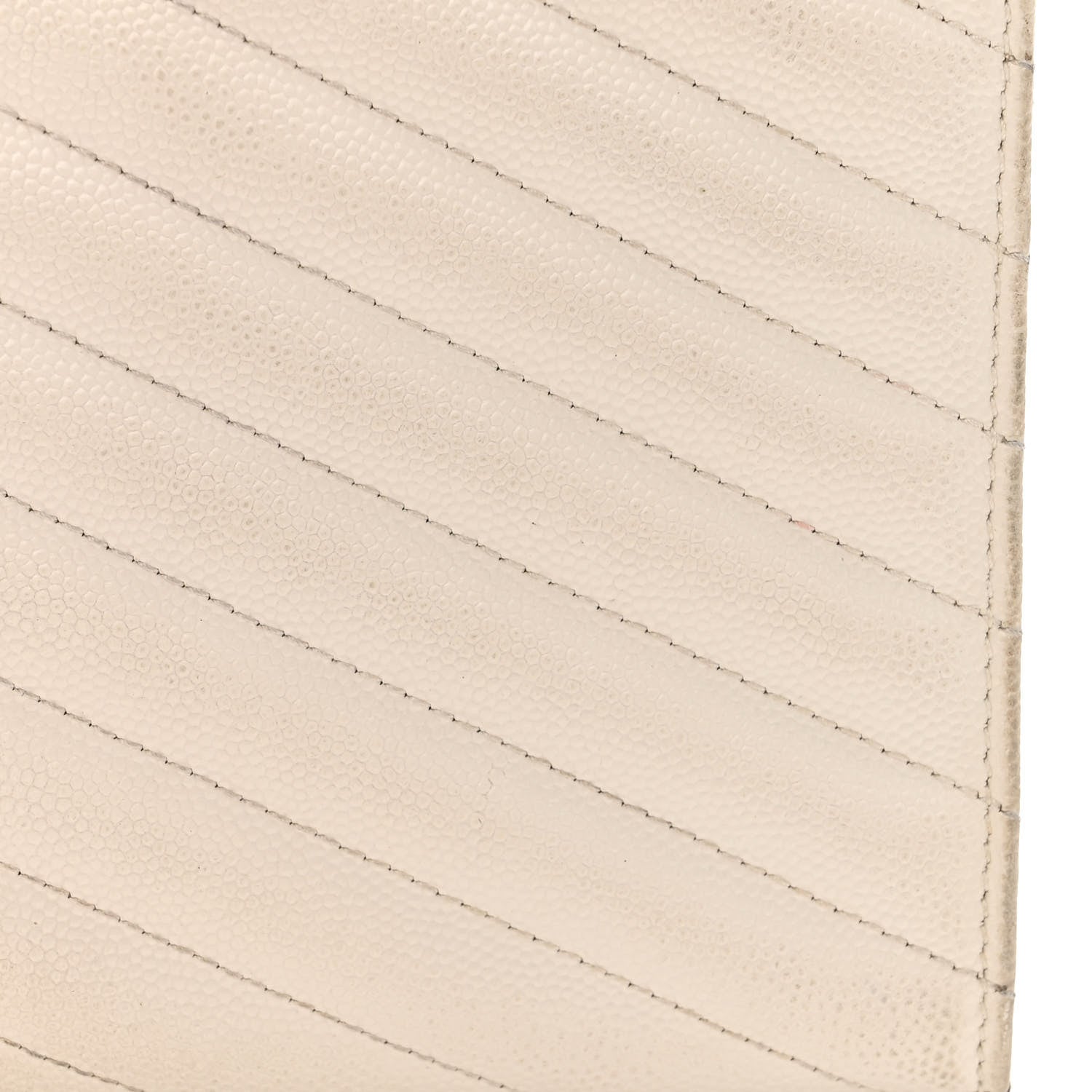 Saint Laurent Grain De Poudre Matelasse Chevron Monogram Chain Wallet White 15 of 18