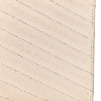 Saint Laurent Grain De Poudre Matelasse Chevron Monogram Chain Wallet White 15 of 18