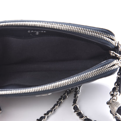 Chanel Calfskin Chevron Quilted Tassel Clutch With Chain Navy 8 of 19