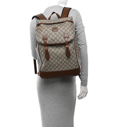 Gucci GG Supreme Monogram Azalea Calfskin Medium Retro Interlocking G Buckle Backpack Beige Ebony Brown Sugar 3 of 10