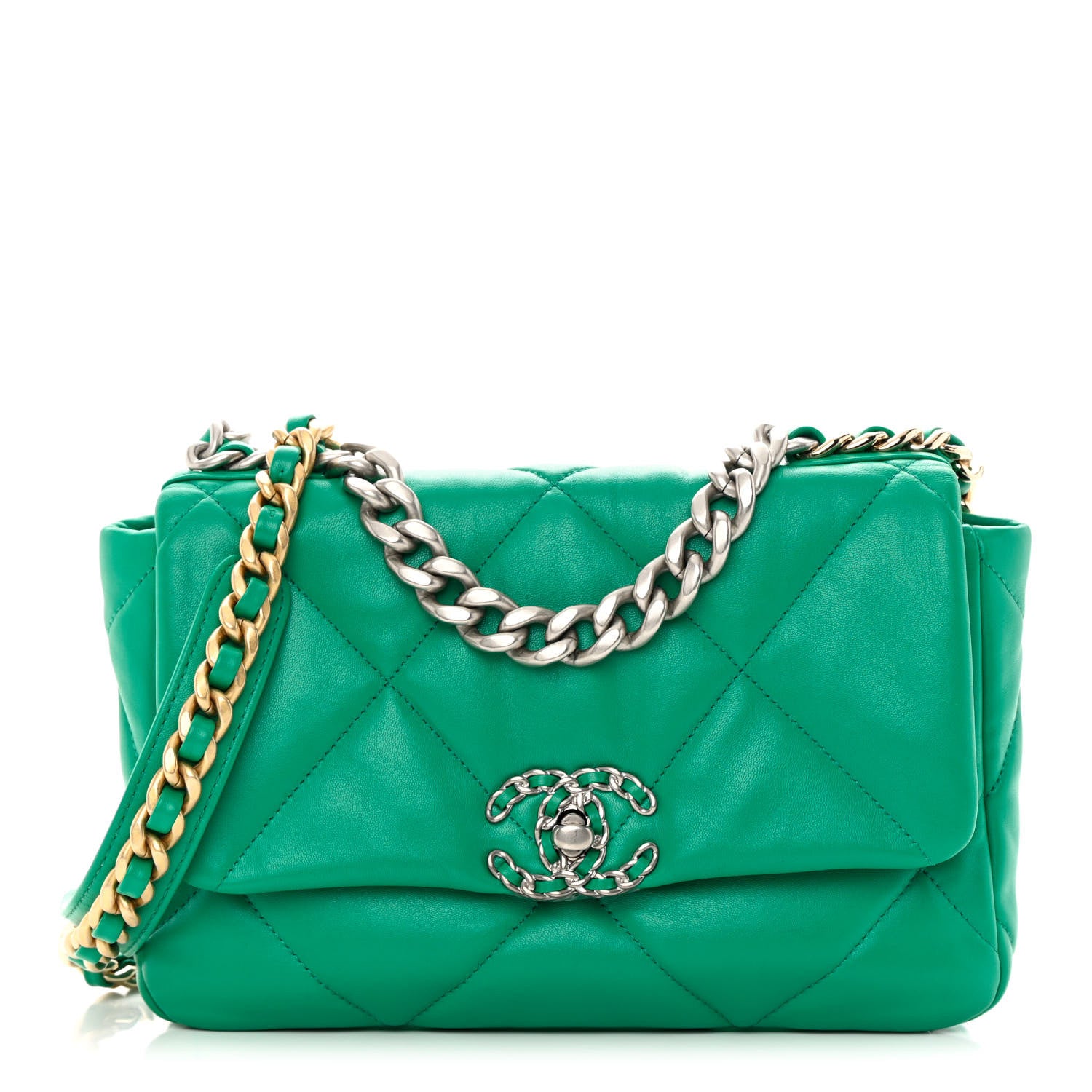 Chanel Lambskin Quilted Medium Chanel 19 Flap Green 1 of 13