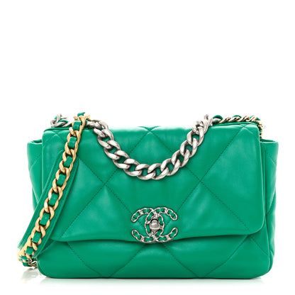 Chanel Lambskin Quilted Medium Chanel 19 Flap Green 1 of 13