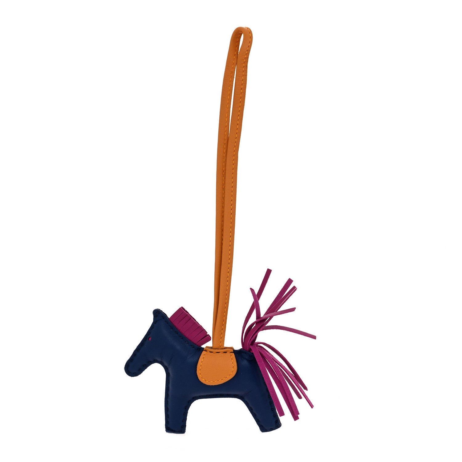 Hermes Milo Lambskin Grigri Rodeo Horse Bag Charm PM Bleu Saphir Rose Pourpre Bouton D'Or 1 of 4