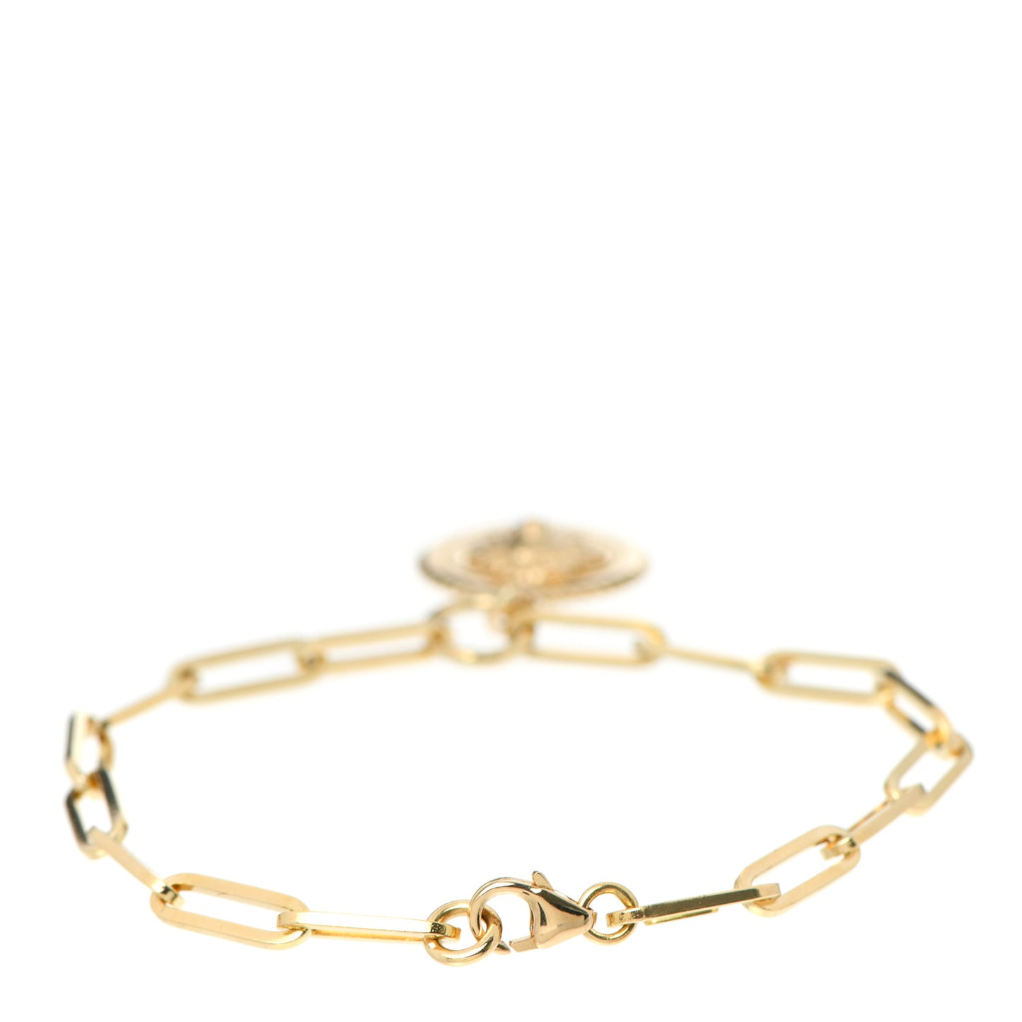18K Yellow Gold Diamond Strength Medallion Link Bracelet