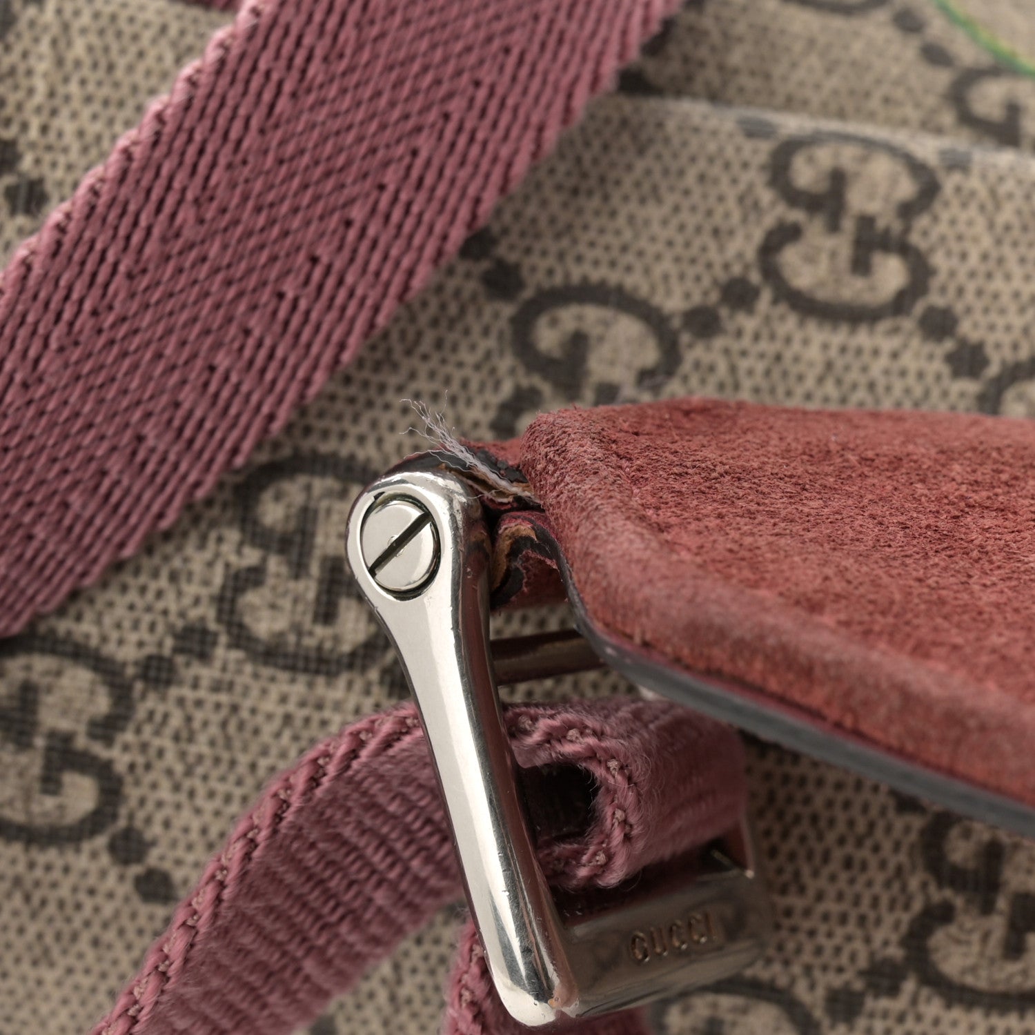 Gucci GG Supreme Monogram Blooms Medium Single Buckle Backpack Beige Multicolor Dry Rose 14 of 14