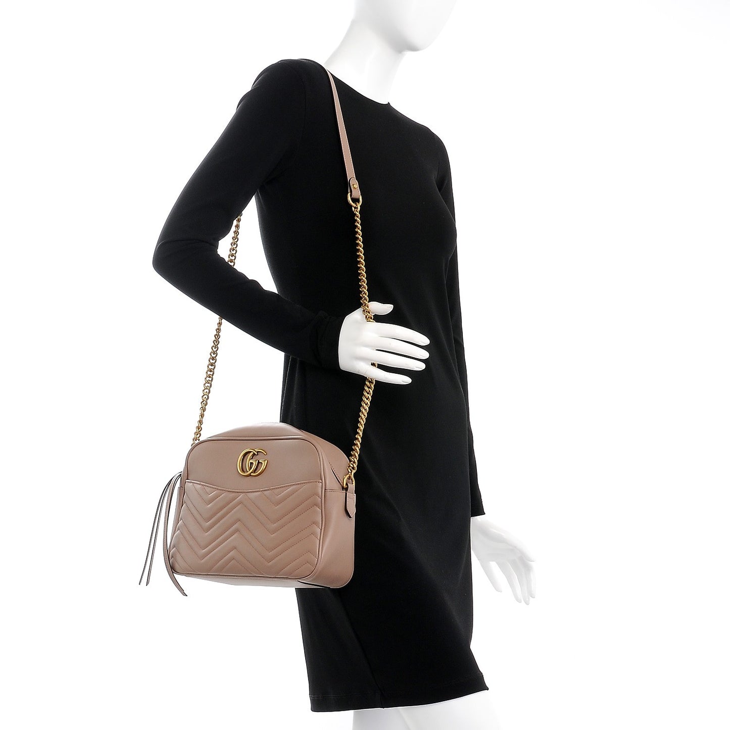 Calfskin Matelasse Medium GG Marmont Chain Shoulder Bag Porcelain Rose
