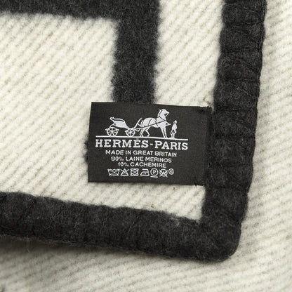 Hermes Wool Cashmere Avalon Blanket Ecru Gris Fonce 2 of 2