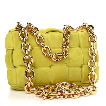 Bottega Veneta Suede Maxi Intrecciato Padded Chain Cassette Crossbody Bag Kiwi 3 of 13