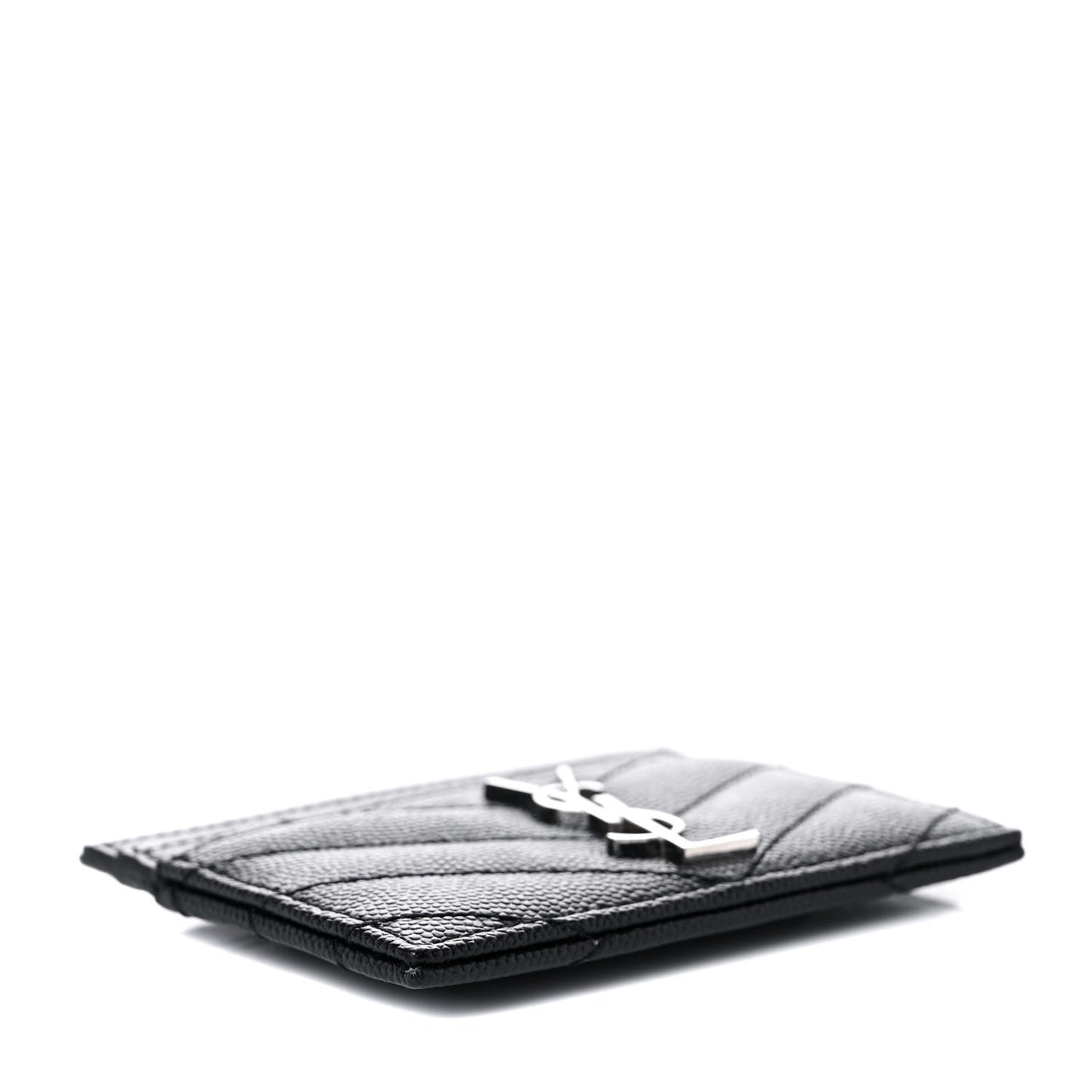 Grain De Poudre Matelasse Chevron Monogram Credit Card Case Black