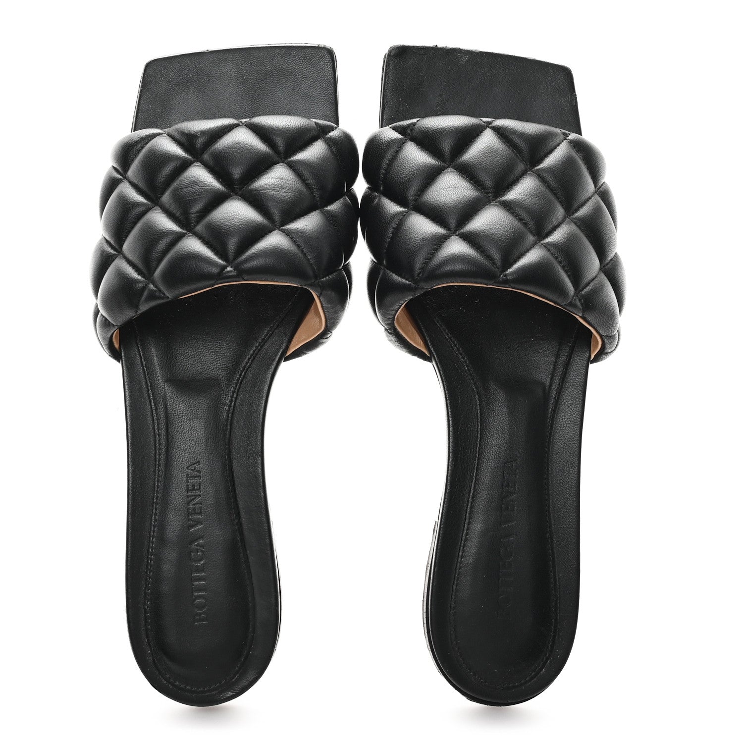 Bottega Veneta Nappa Matelasse Padded Flat Sandals Black