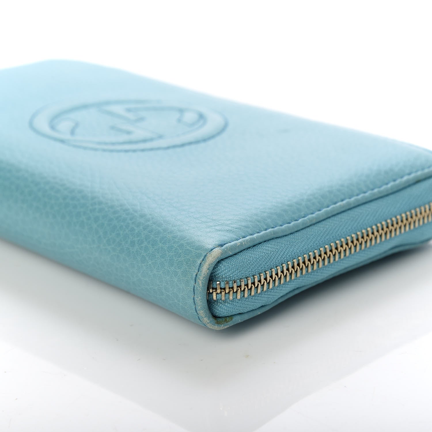 Gucci Pebbled Calfskin Soho Zip Around Wallet Deep Cobalt 8 of 9