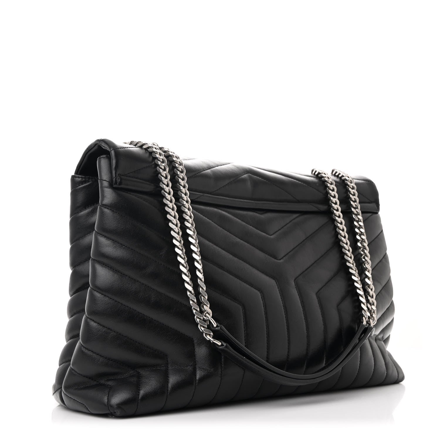 Saint Laurent Calfskin Y Quilted Monogram Large Loulou Chain Satchel Black 3 of 11