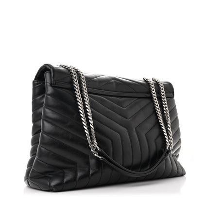 Saint Laurent Calfskin Y Quilted Monogram Large Loulou Chain Satchel Black 3 of 11