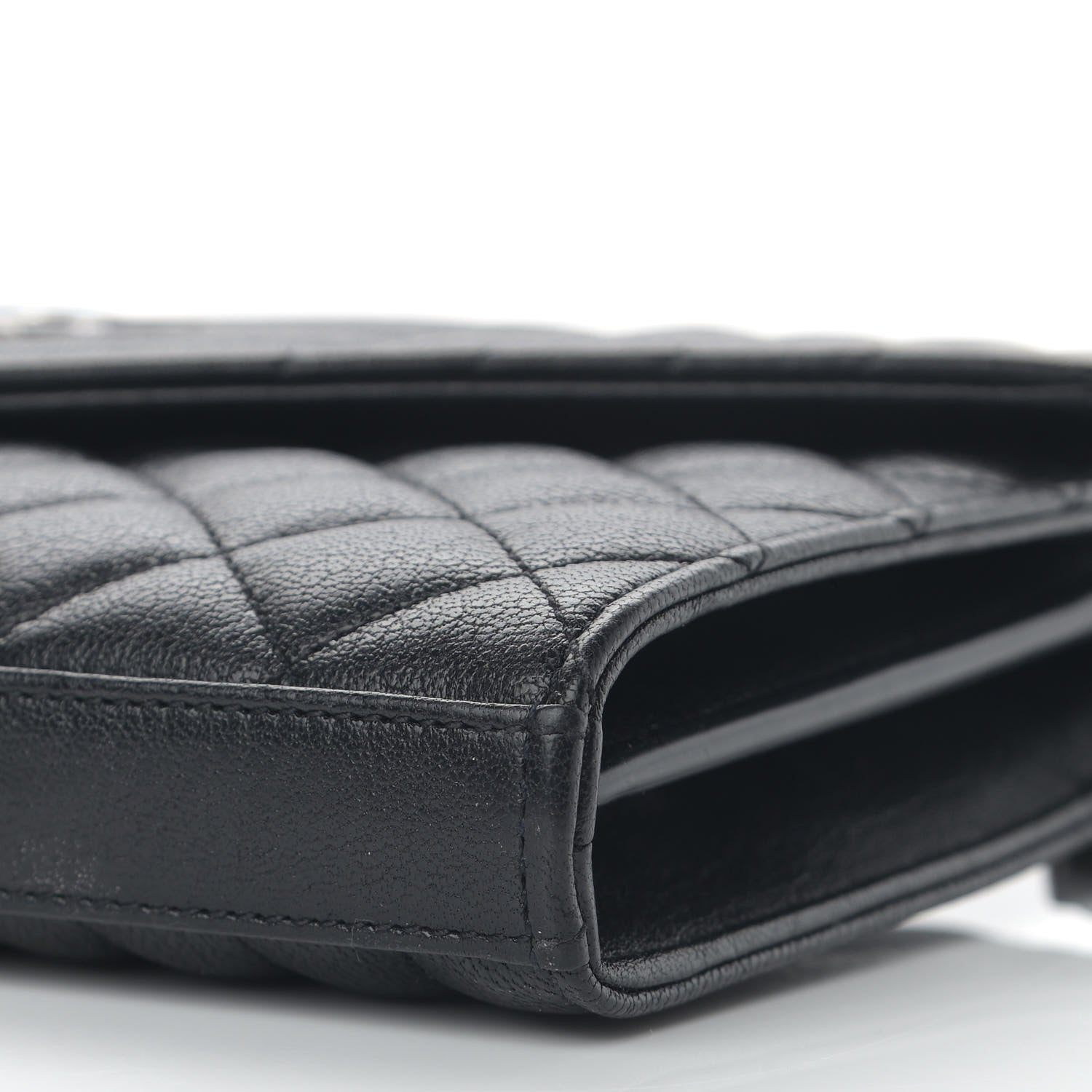 Saint Laurent Sheepskin Tri-Quilt Monogram Envelope Chain Wallet Black 11 of 11