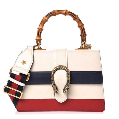 Gucci Calfskin Bamboo Web Medium Dionysus Top Handle Bag White Blue Hibiscus Red 1 of 15