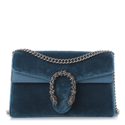 Gucci Velvet Super Mini Dionysus Shoulder Bag Pavone Cyan 1 of 9