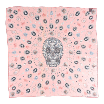 Alexander McQueen Silk Skull Gems Print Scarf Pink 1 of 3