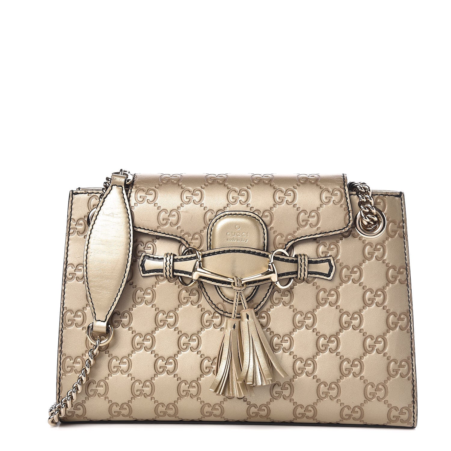 Gucci Shine Guccissima Small Emily Chain Shoulder Bag Gold 1 of 10